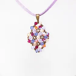 Pendant 40cm - Terence Rhombus S-Mauve Suedine - Pendant 40cm - Laiton bronze